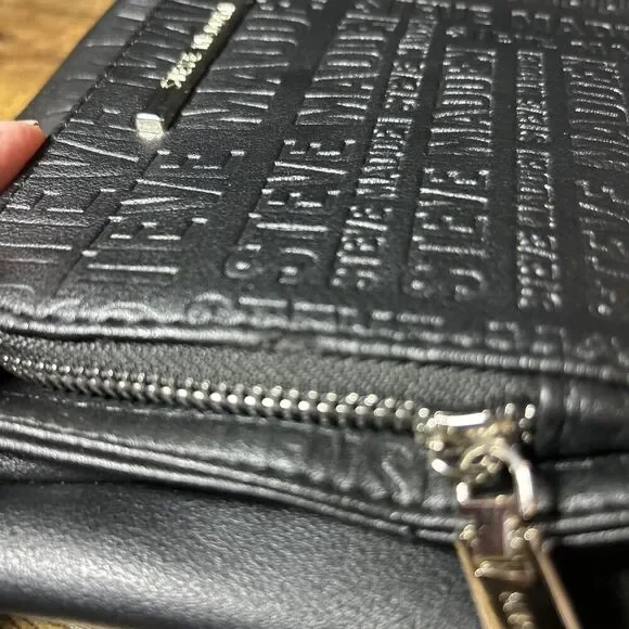 Steve Madden Black Faux Leather Crossbody Bag Purse Handbag Pocketbook W/Chain - Picture 10 of 14